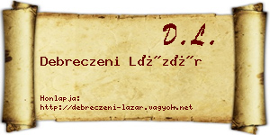 Debreczeni Lázár névjegykártya